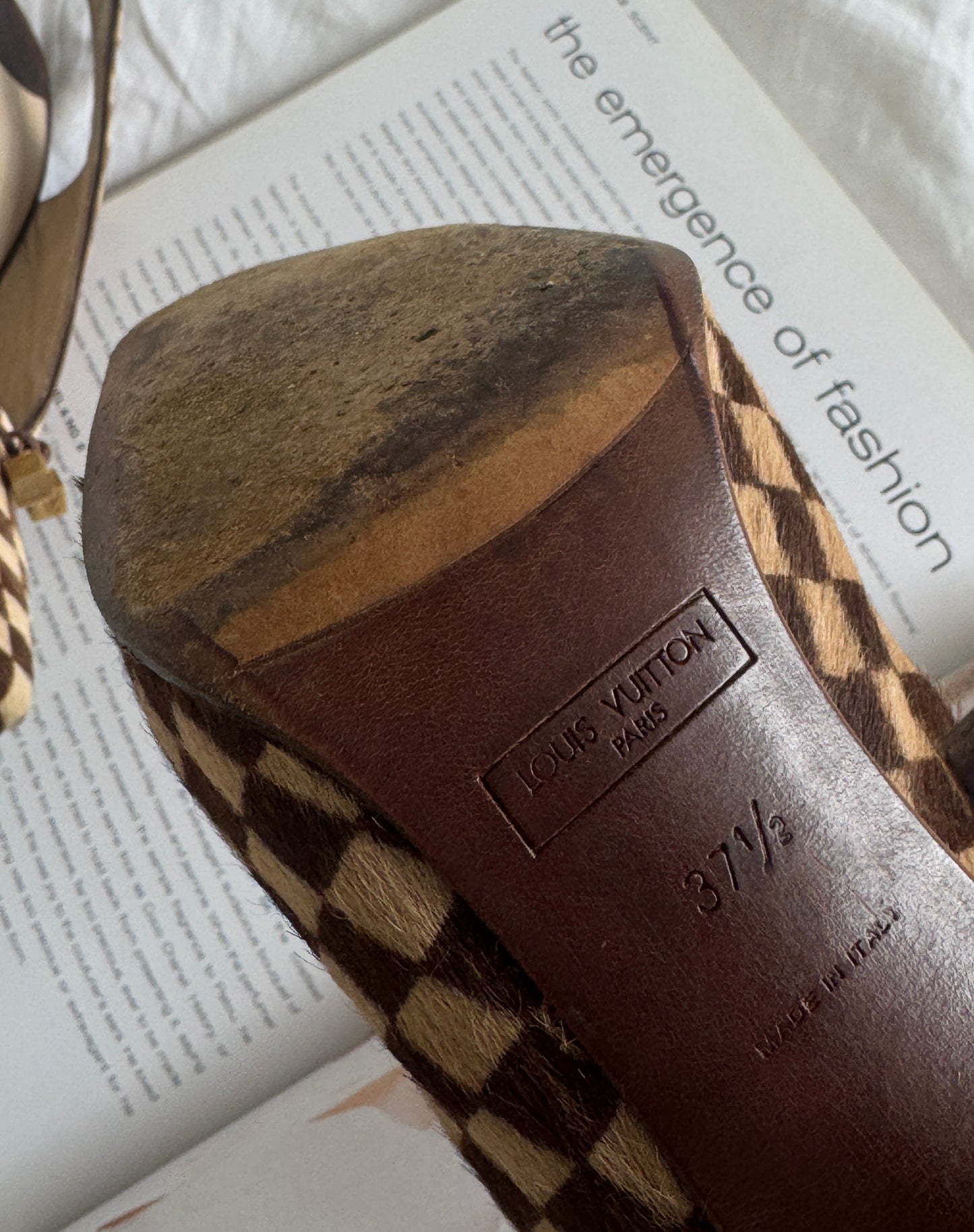 Louis Vuitton Damier Ponyhair Slingback Heels
