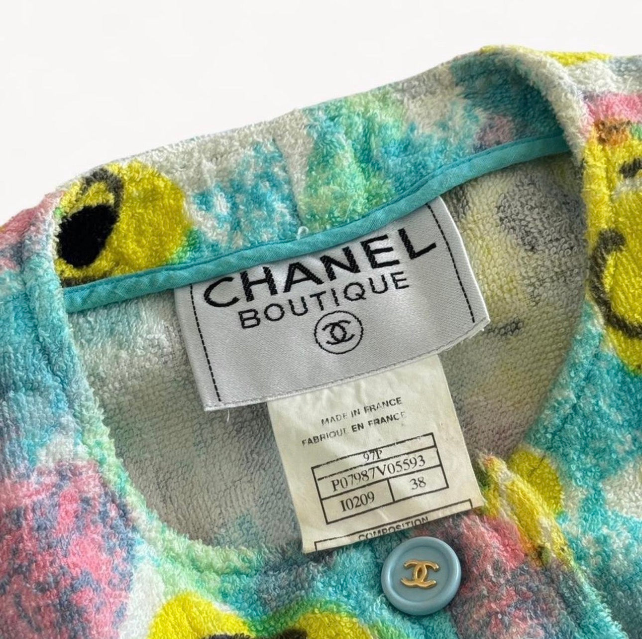 Chanel 1997 Runway Terrycloth Sleeveless Vest/Skirt Floral Set