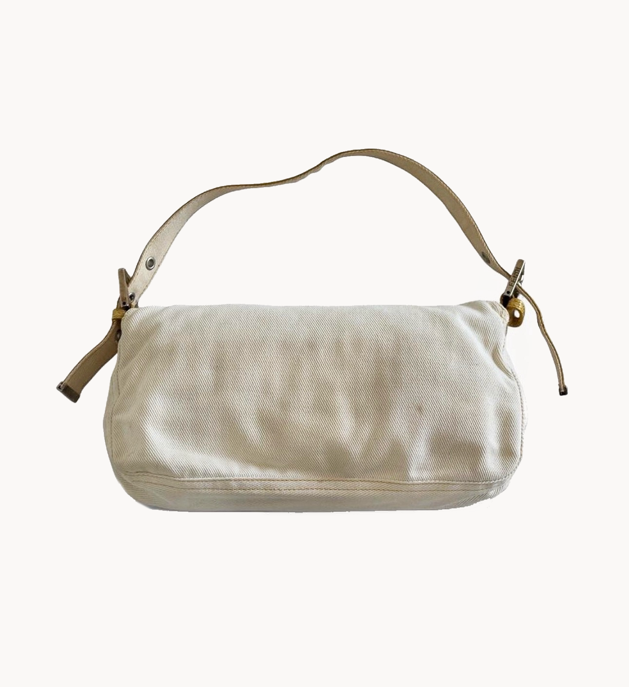 Fendi White Denim/Yellow Python Baguette Bag
