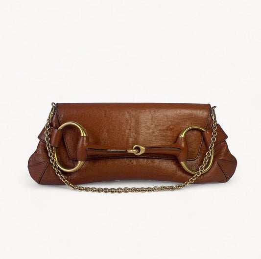 Gucci Horsebit 1955 Camel Leather Chain Shoulder Bag