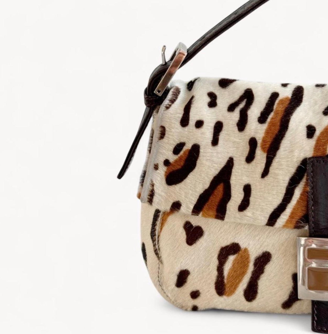 Fendi Leopard Print Pony hair Baguette Bag