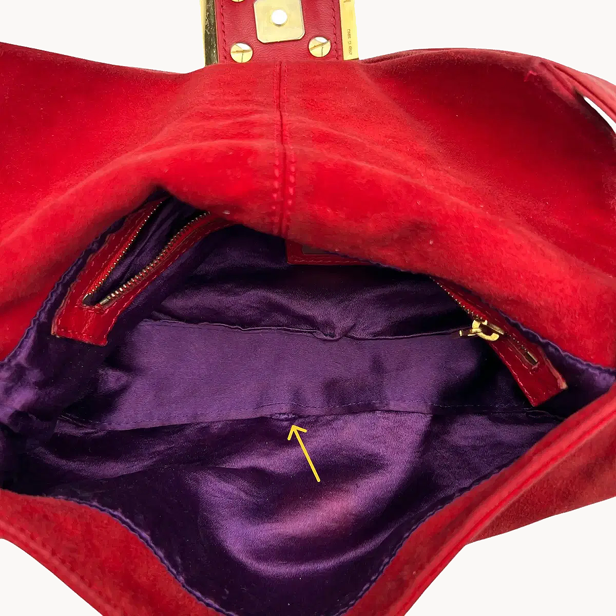 Fendi Red Suede Baguette Shoulder Bag