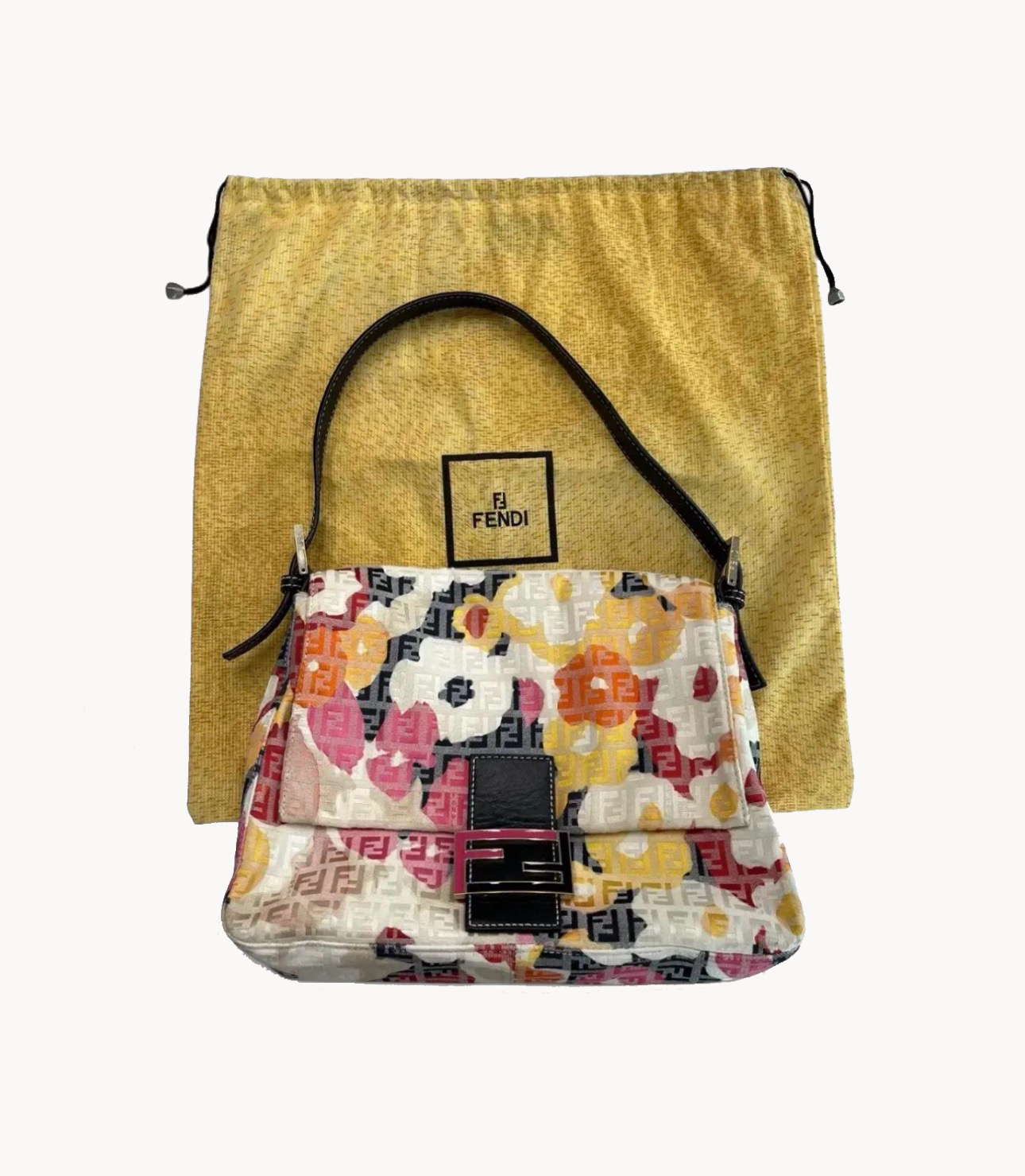Fendi Floral Zucchino Mamma Baguette Shoulder Bag
