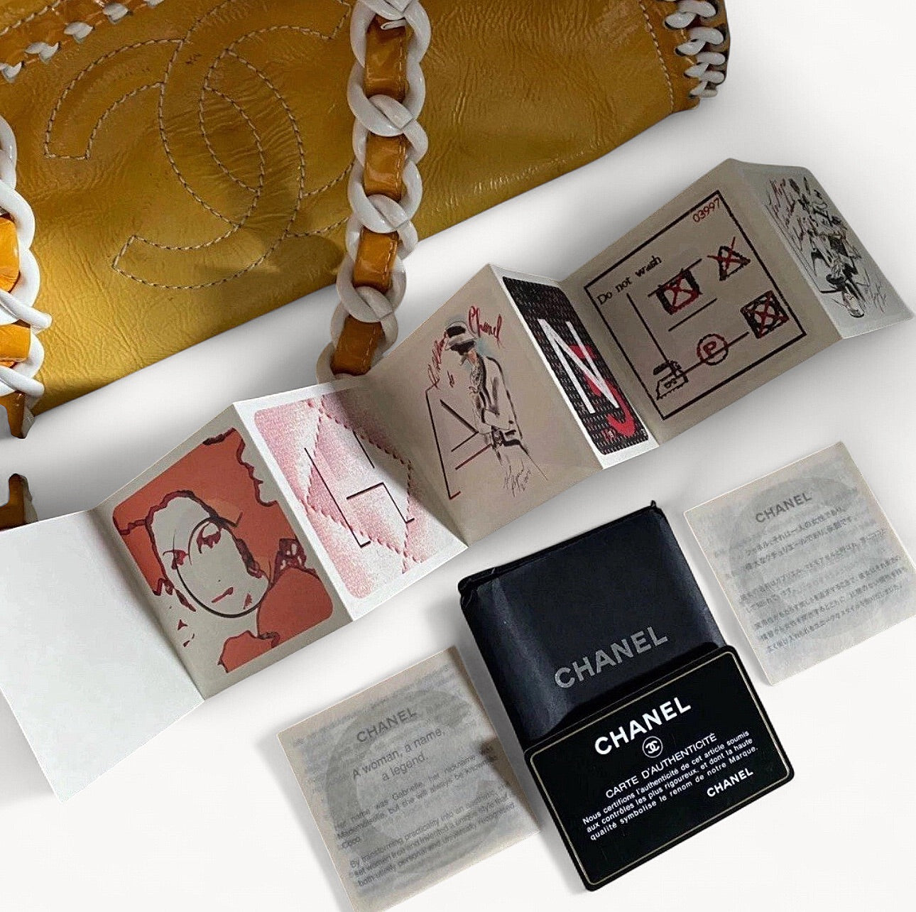 Chanel Gradient Bowling Bag Yellow With White Chain