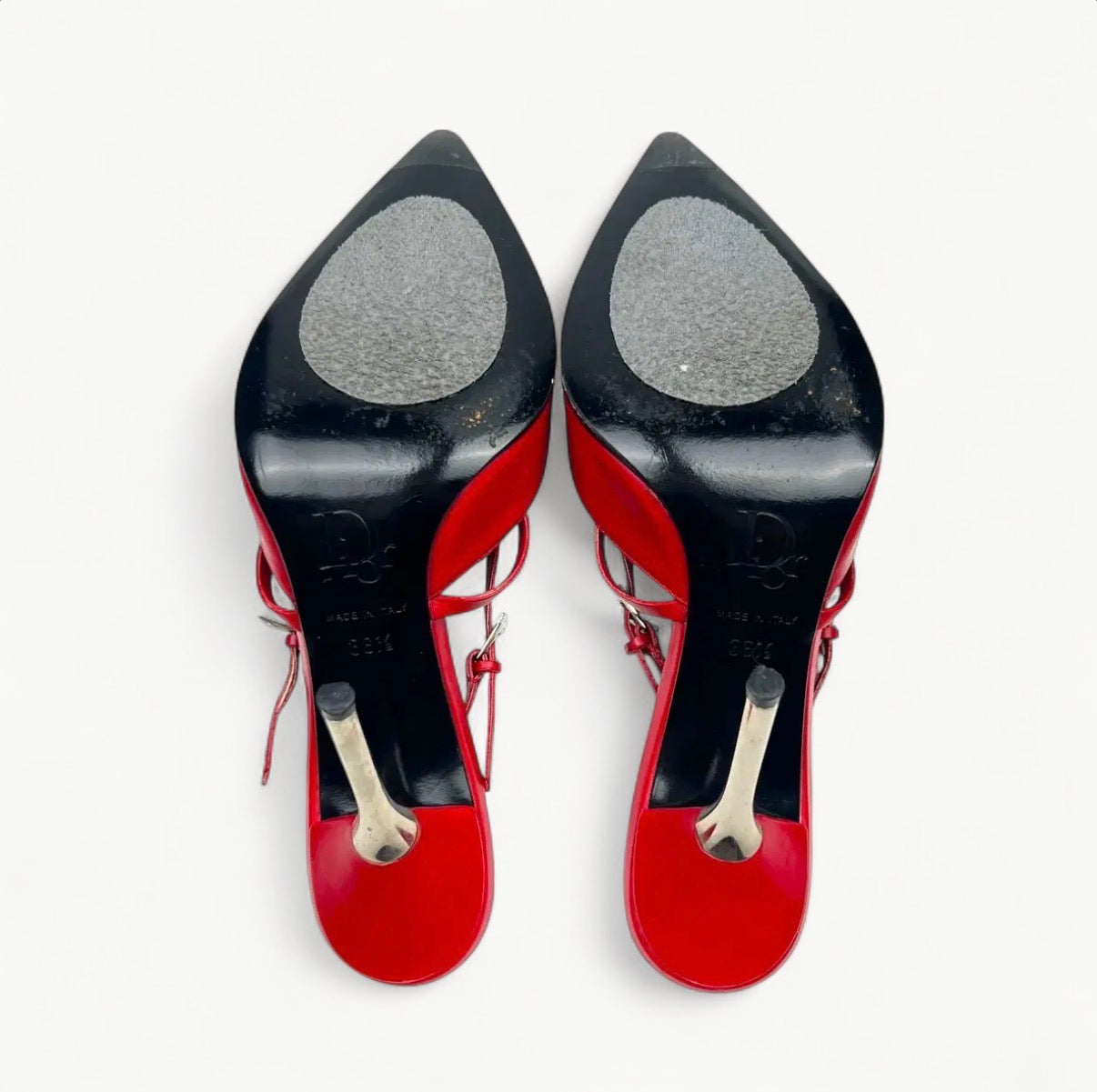 Christian Dior RARE FW 2003 Bondage Red Leather Heels