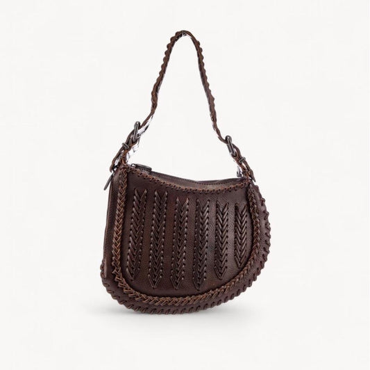 Fendi 2000s Whipstitch Oyster Leather Shoulder Bag