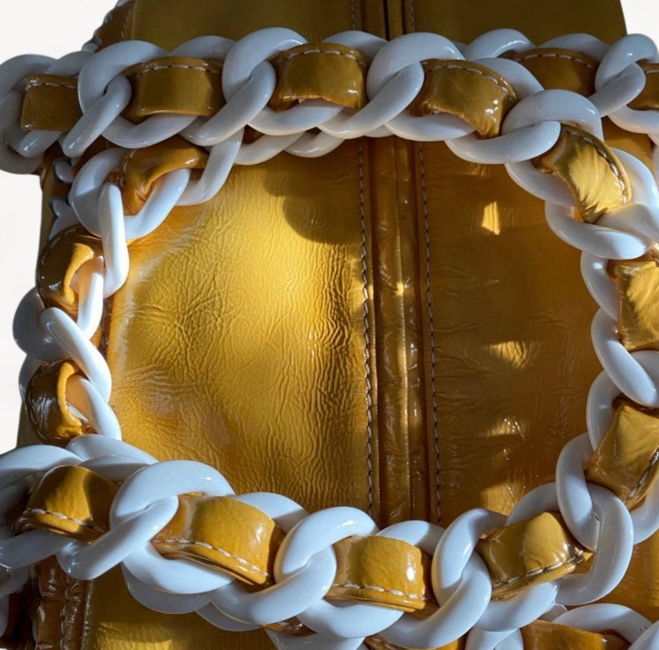 Chanel Gradient Bowling Bag Yellow With White Chain