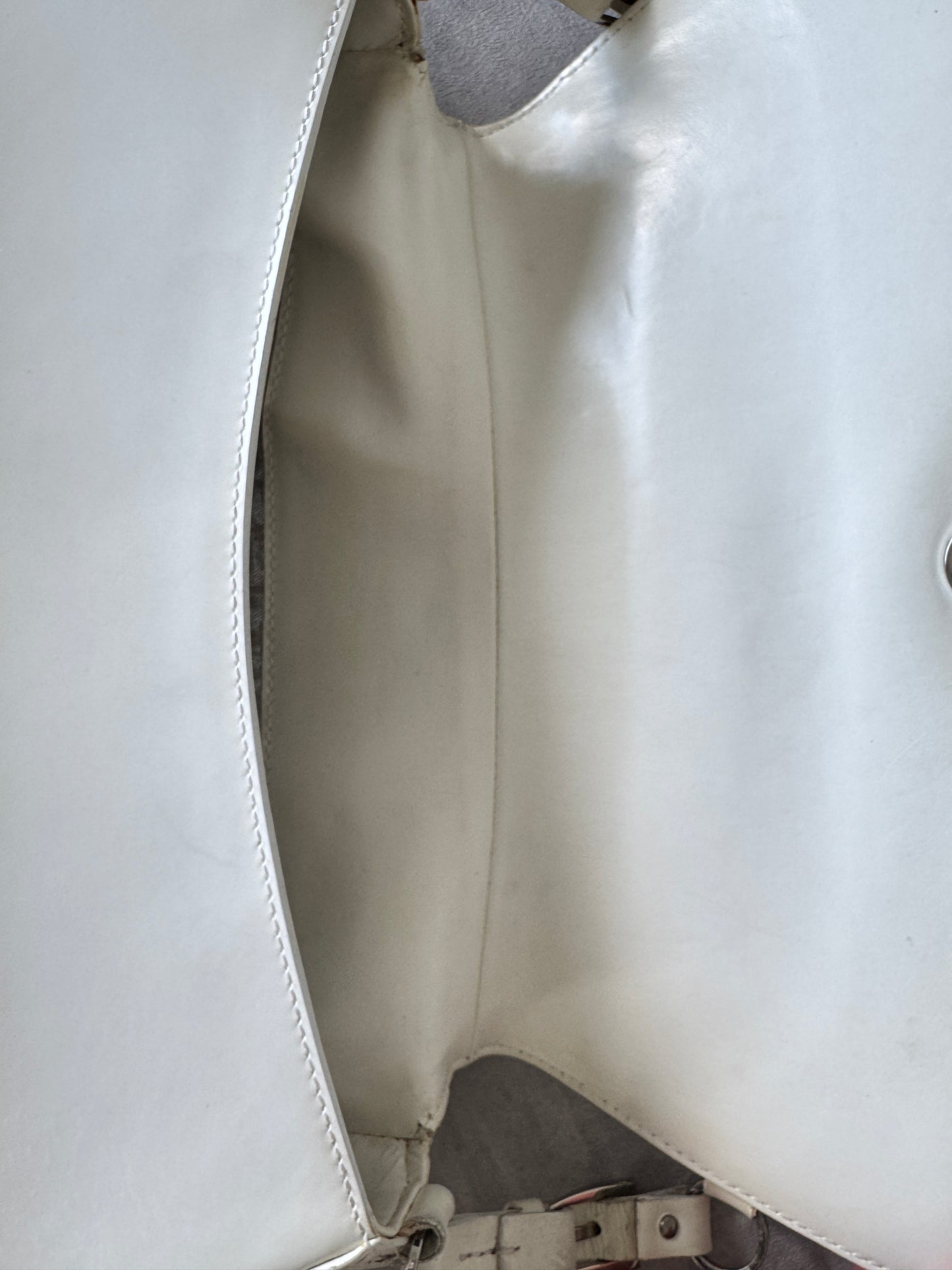 Christian Dior FW 2003 White Patent Leather Bondage Shoulder bag
