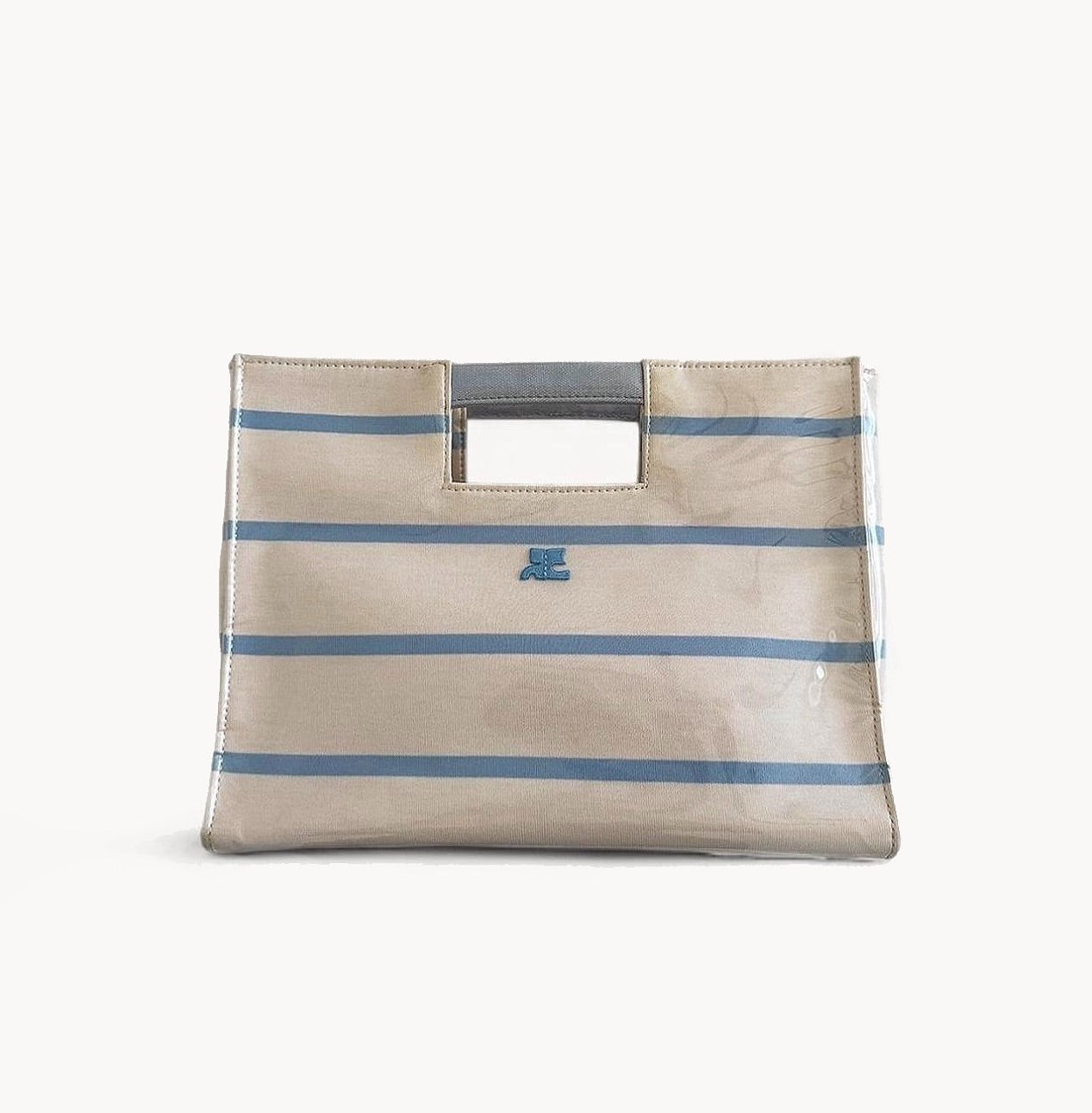 Courrèges Blue & White Striped Vinyl Tote Bag