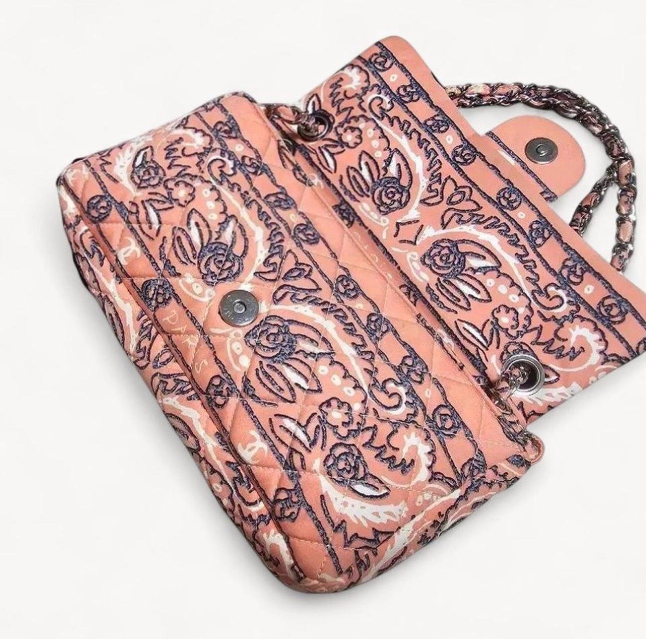 Chanel 2008 Paris Dallas Pink Bandana Paisley Classic Flap Bag
