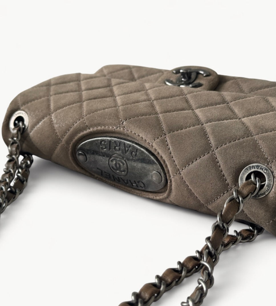 Chanel Rare Brown Suede Paris Dallas CC Plaque Detailing Flap Bag
