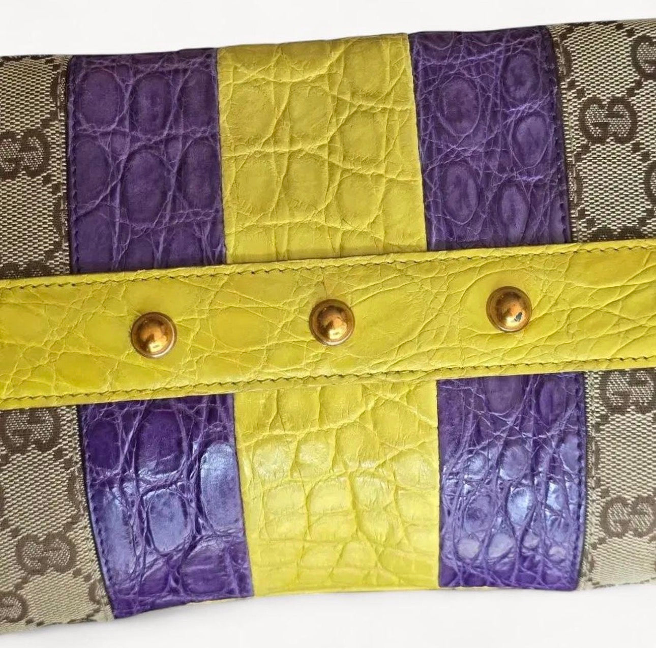 Gucci 2004 Runway Alligator Serpent Horsebit Chain Bag Crystal