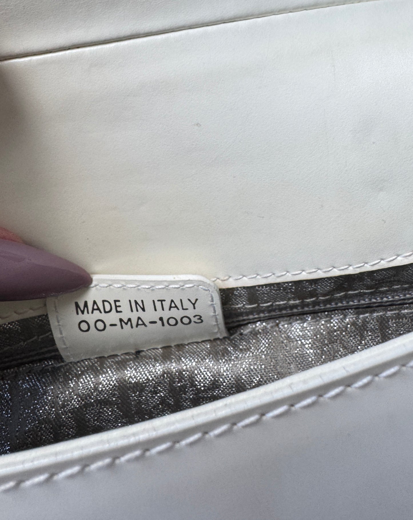 Christian Dior FW 2003 White Patent Leather Bondage Shoulder bag