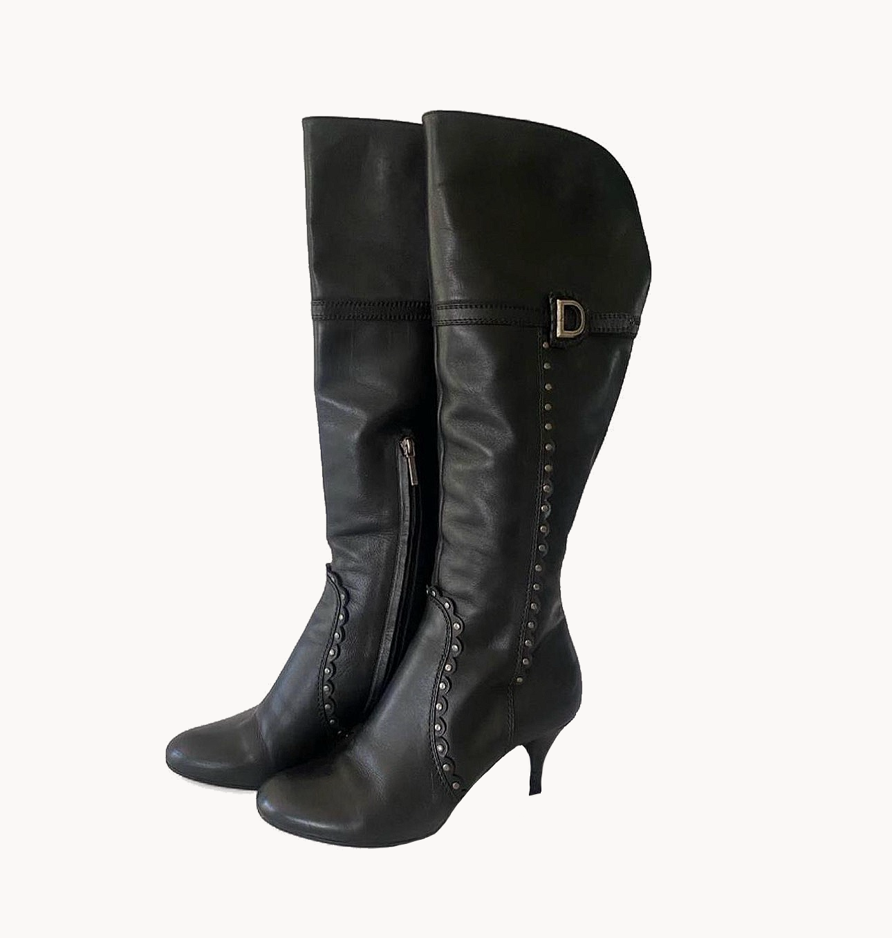 Christian Dior Leather Embellished Knee Length Boots