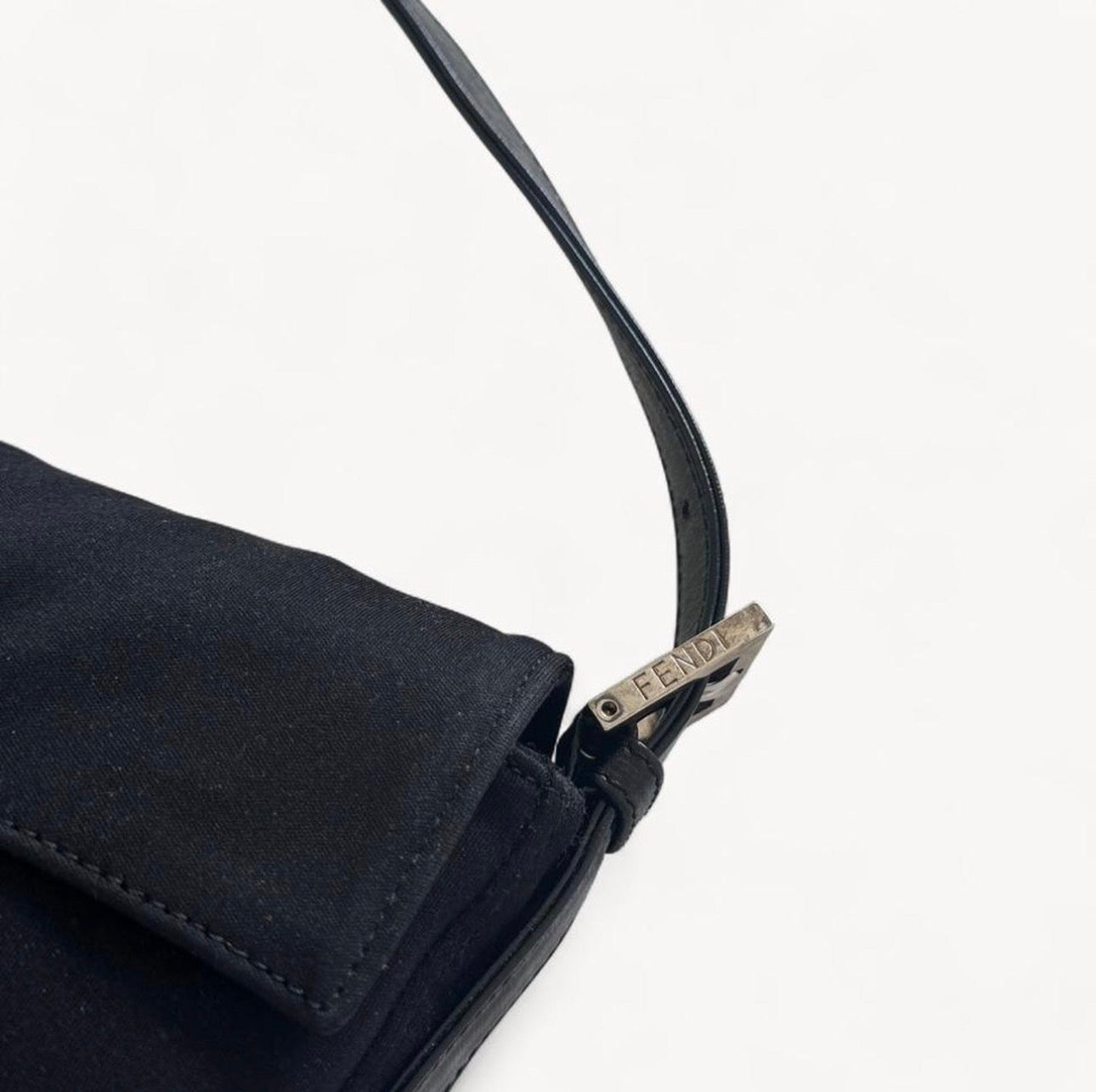 Fendi Neoprene Nylon Black Baguette Bag