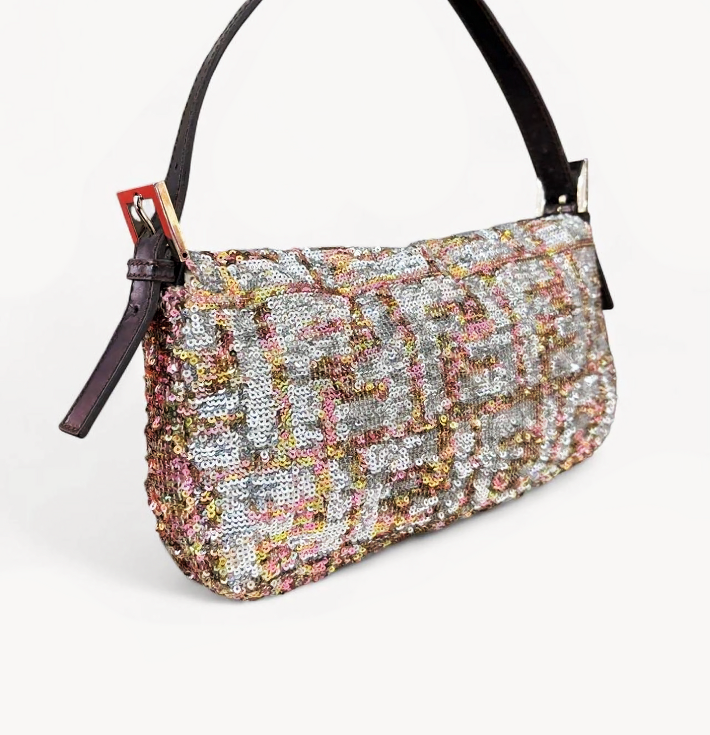 Fendi 2000s Multicolour FF Sequin Beaded Baguette Bag