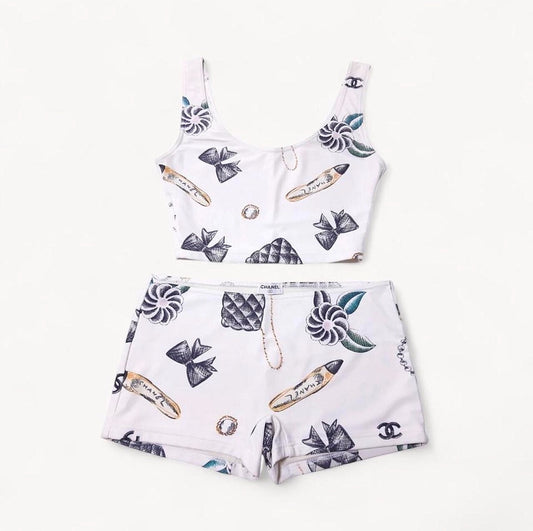 Chanel 1996 Icon Print Set (Top + Shorts)