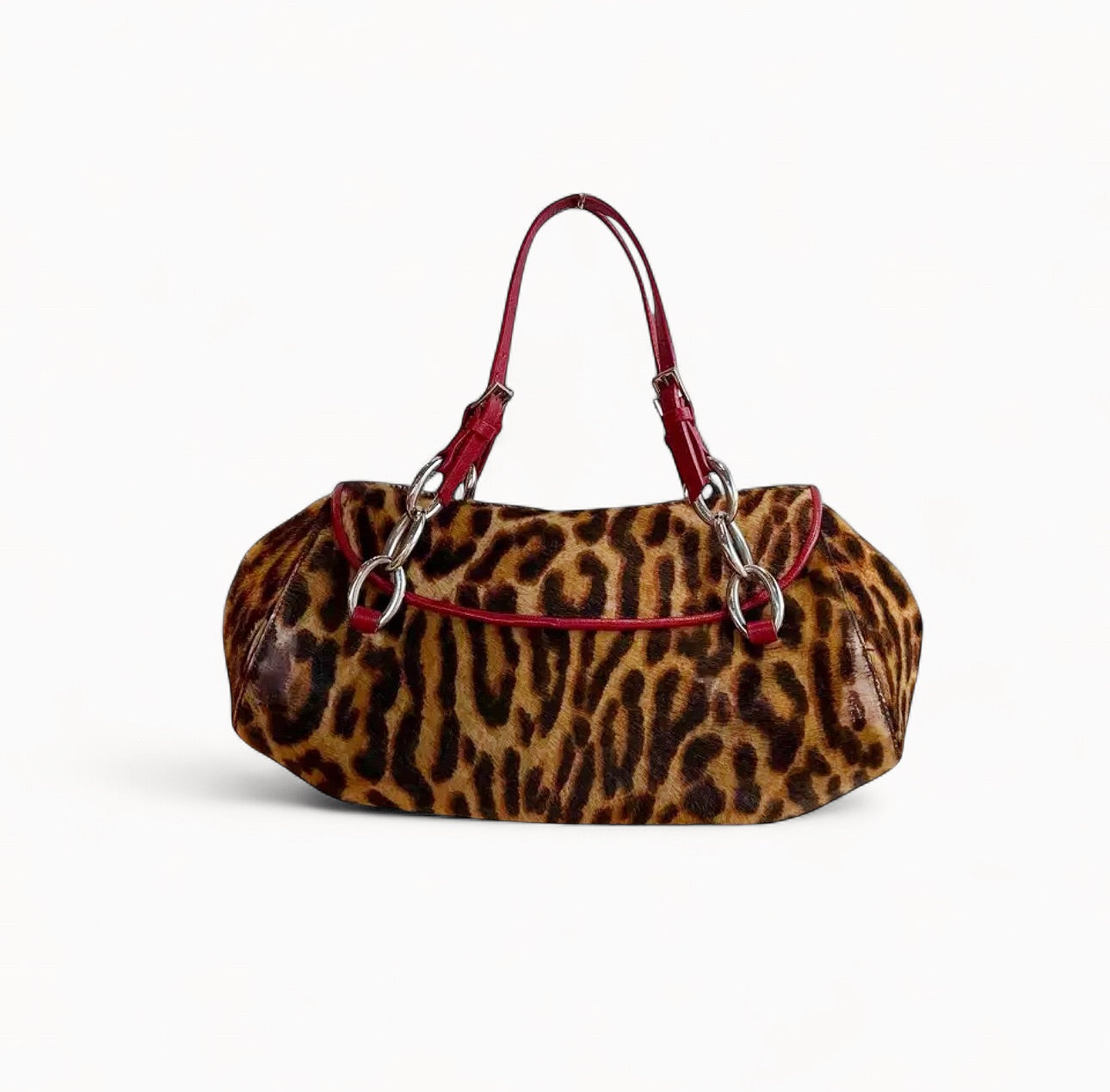 Christian Dior Pony Hair Leopard Print Diva Shoulder Bag