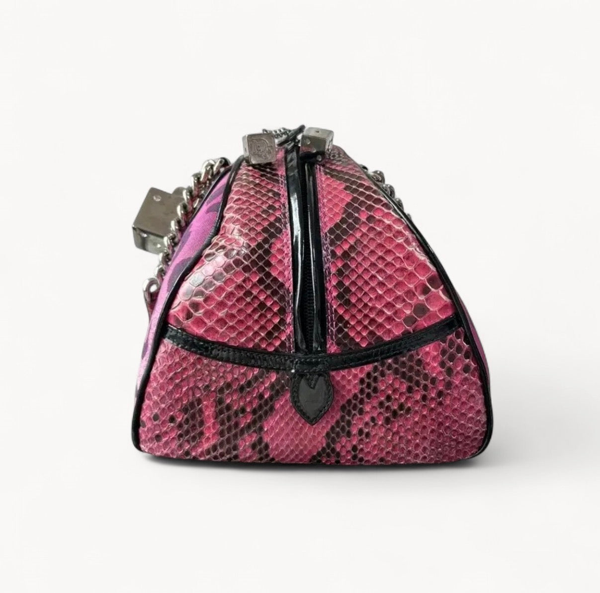 Christian Dior 2004 Multicolour Limited Edition Python Gambler Dice Bowler Bag