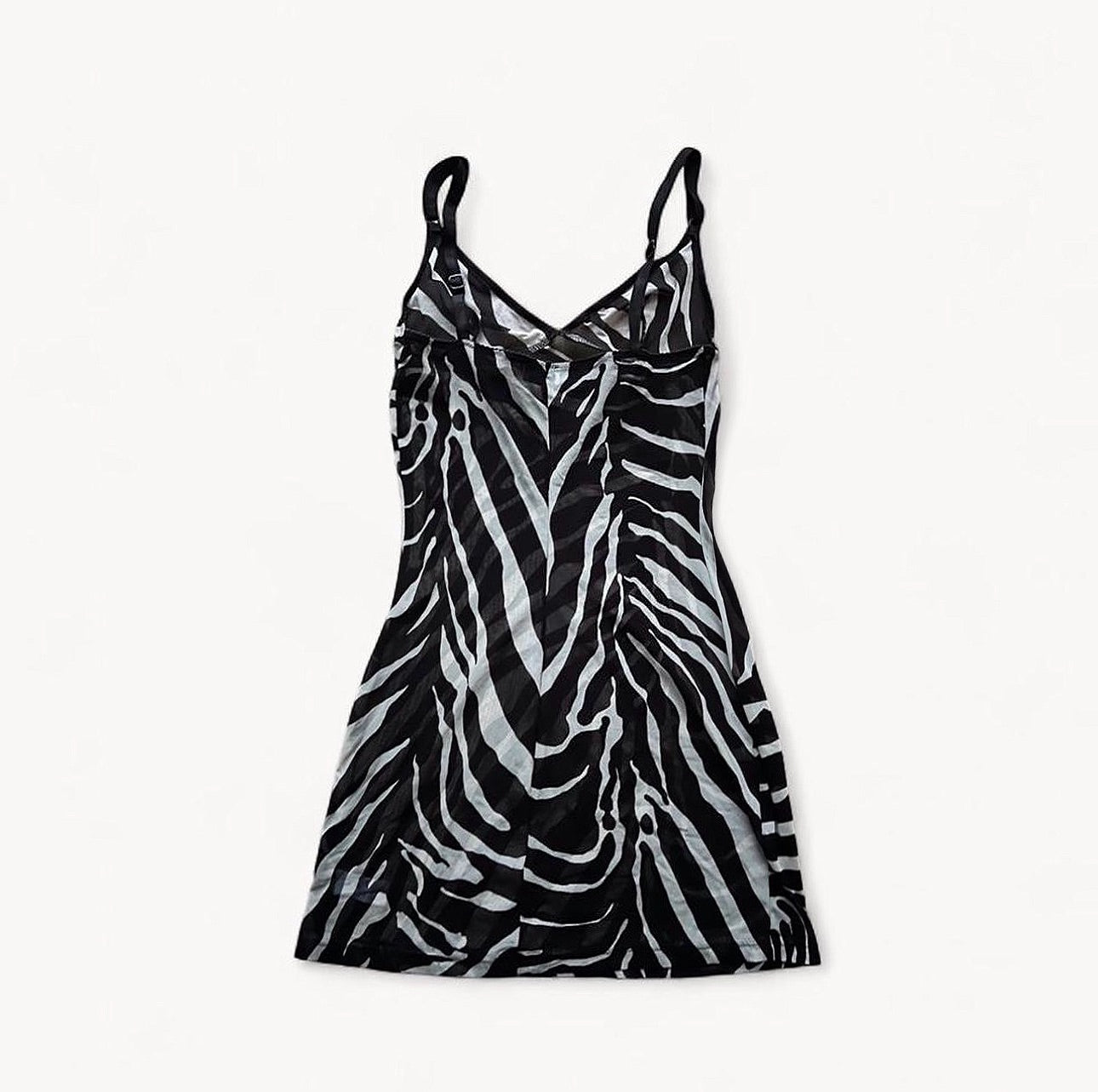 Dolce & Gabbana 2000s Zebra Animal Print Mesh Slip Dress