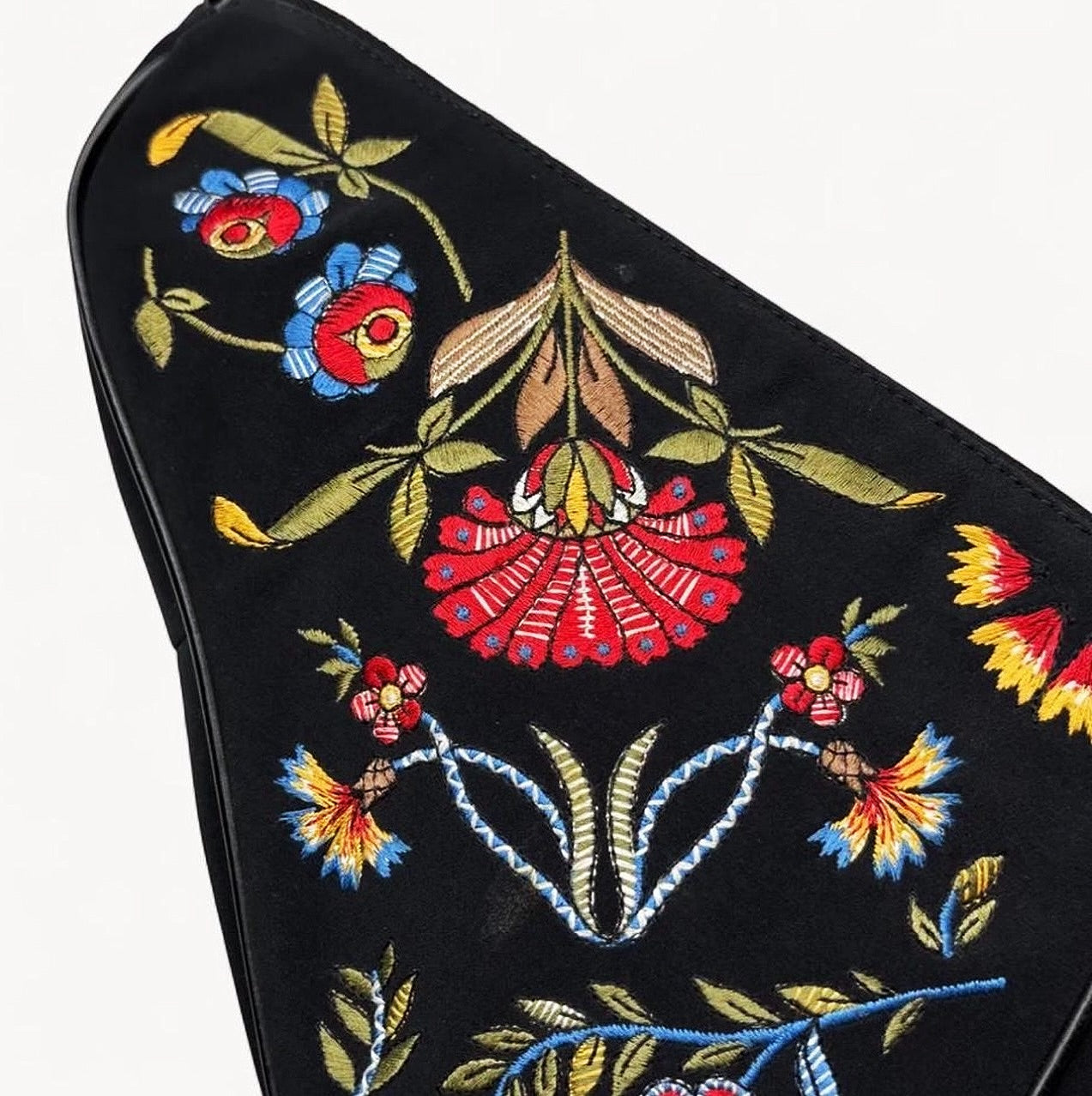 Christian Dior 2002 Embroidered Floral Mini Saddle Bag