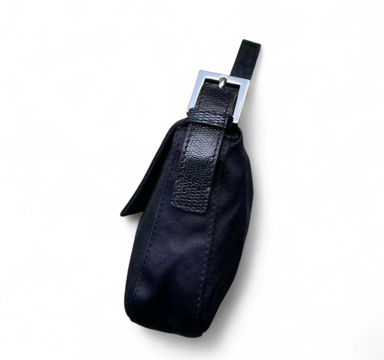 Fendi Satin Lizard Baguette Crystal & Chocolate Enamel Buckle