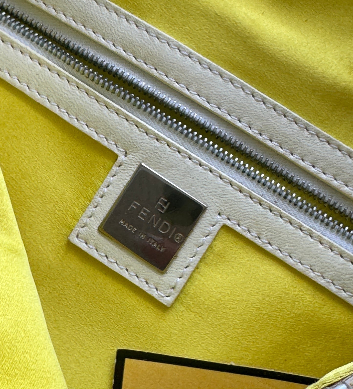 Fendi Limited Edition White Stone Beaded Baguette Bag Rare