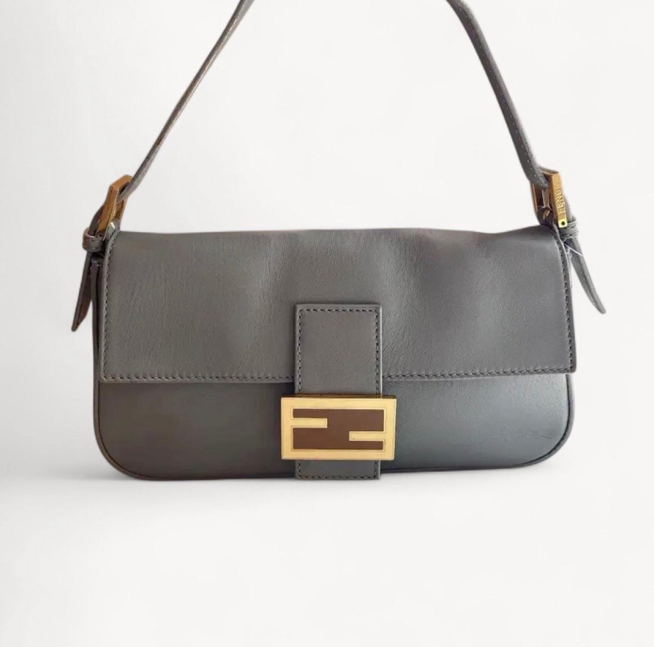 Fendi 2013 Gray Leather Baguette Bag