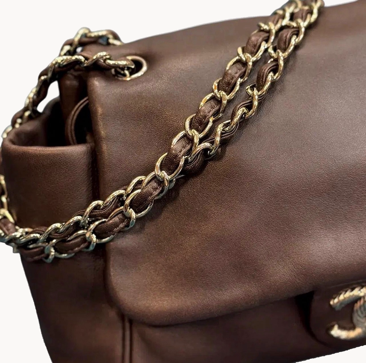Chanel Rare Brown Lambskin CC Flap Bag