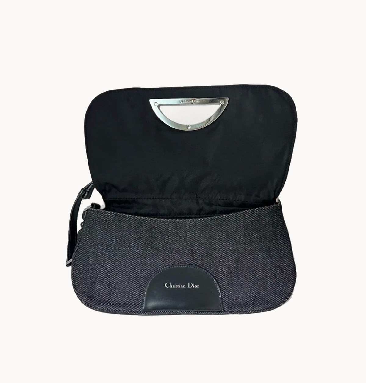 Christian Dior 2001 Black Denim Malice Pearl Crystal Bag