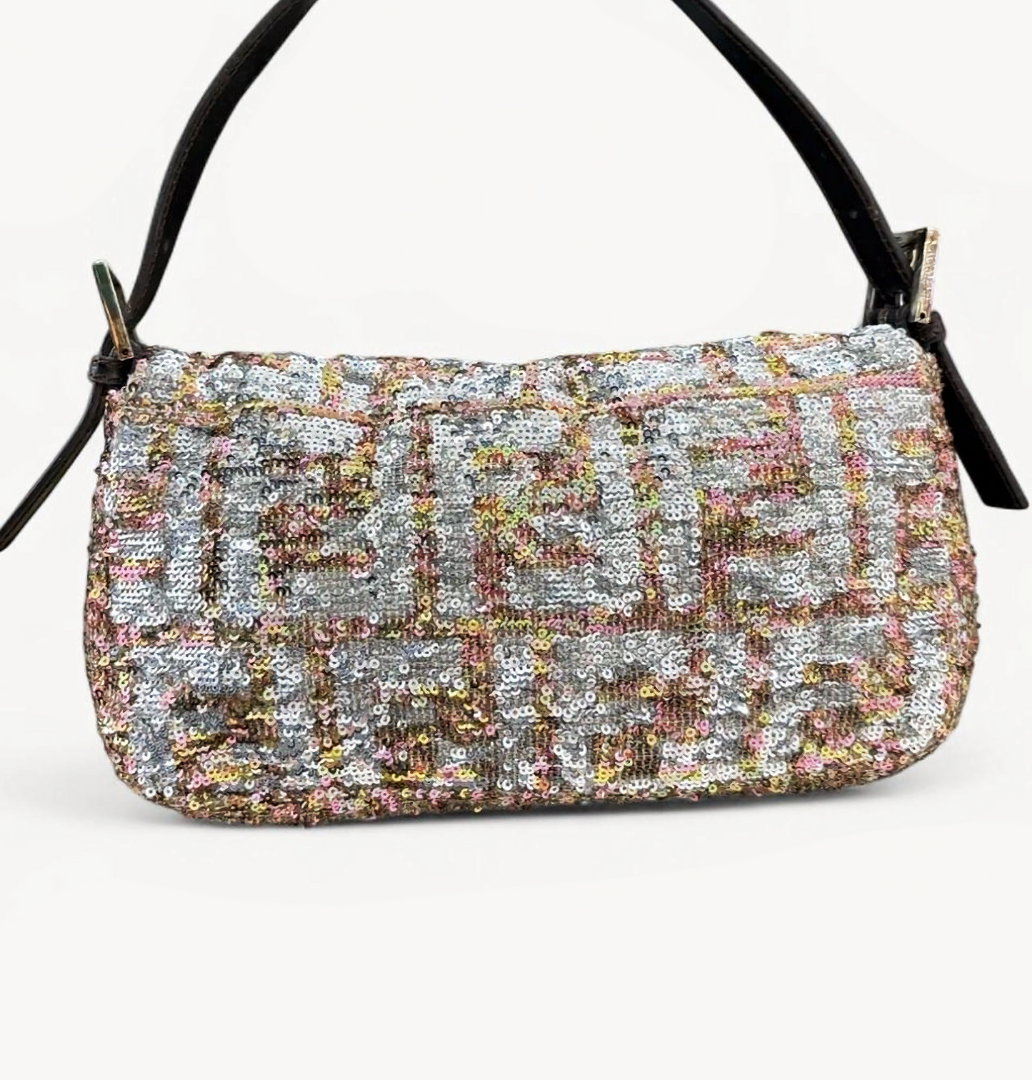 Fendi 2000s Multicolour FF Sequin Beaded Baguette Bag