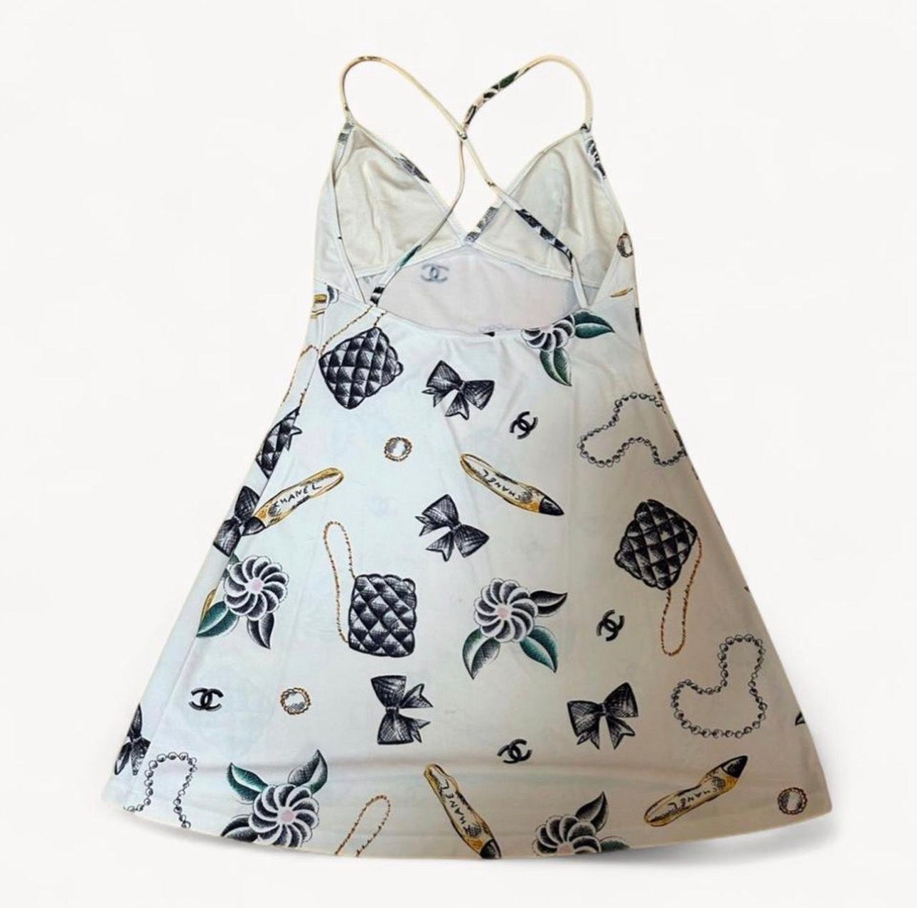 Chanel SS 1996 Iconic Print Symbols Mini Halter Dress
