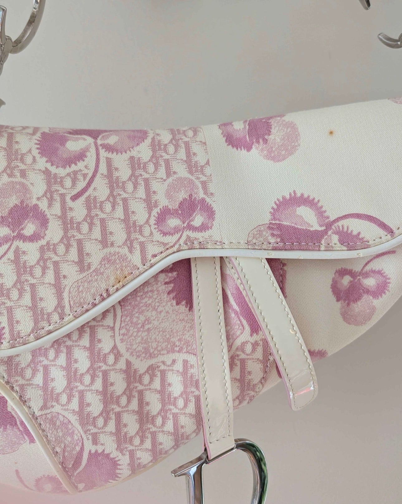 Christian Dior Vintage Girly Cherry Blossom Saddle Bag Rare