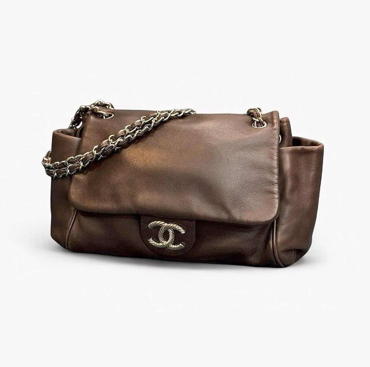 Chanel Rare Brown Lambskin CC Flap Bag