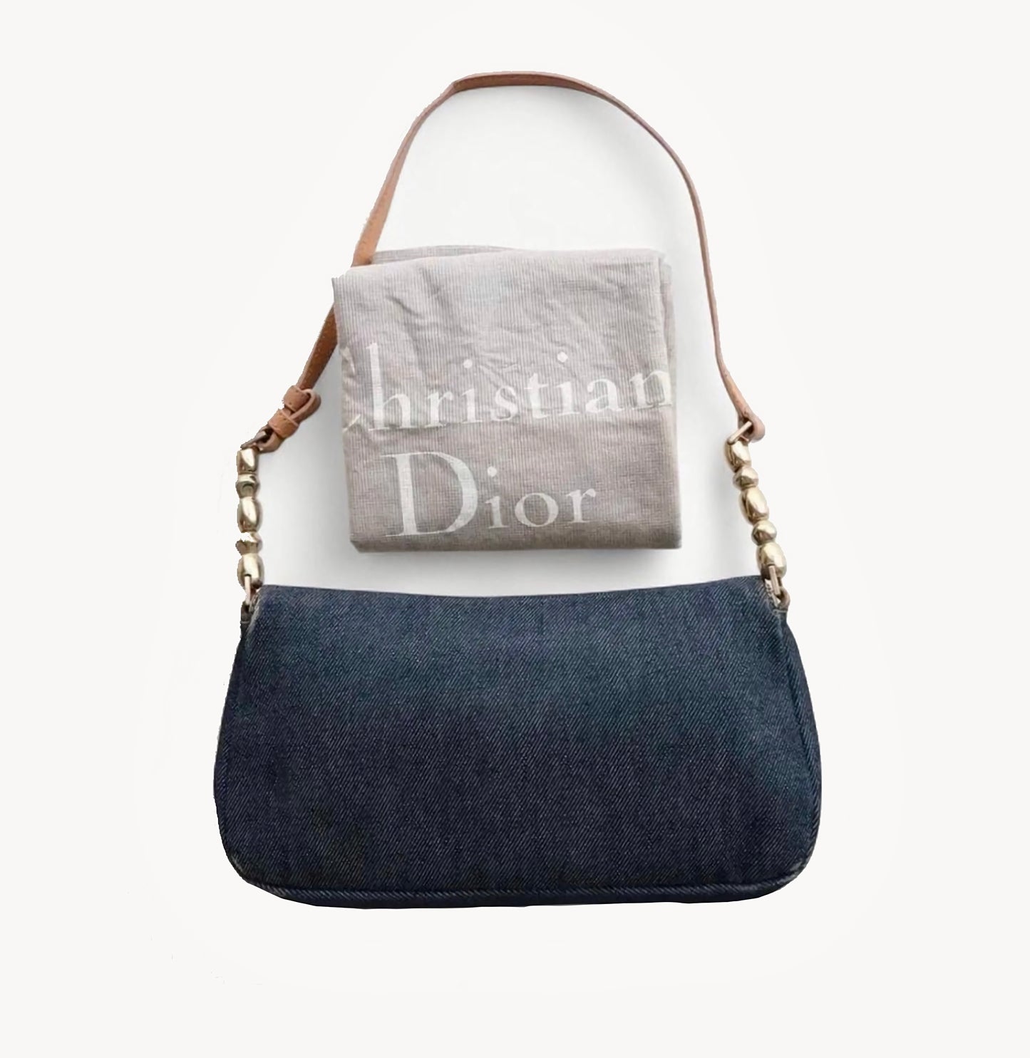Christian Dior 2001 Denim & Beige Leather Malice Bag