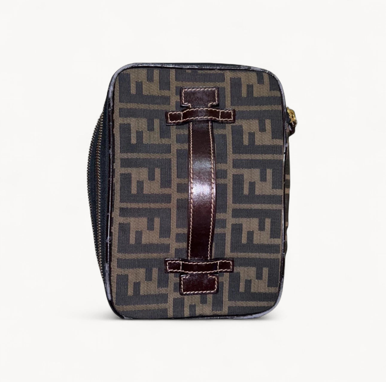 Fendi Zucca canvas vanity pouch in black and brown