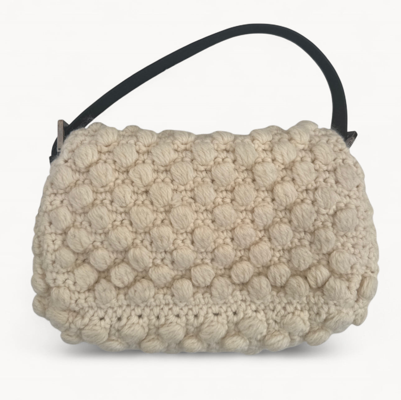 Fendi F/W 1999 Ivory Knit Wool Baguette Bag