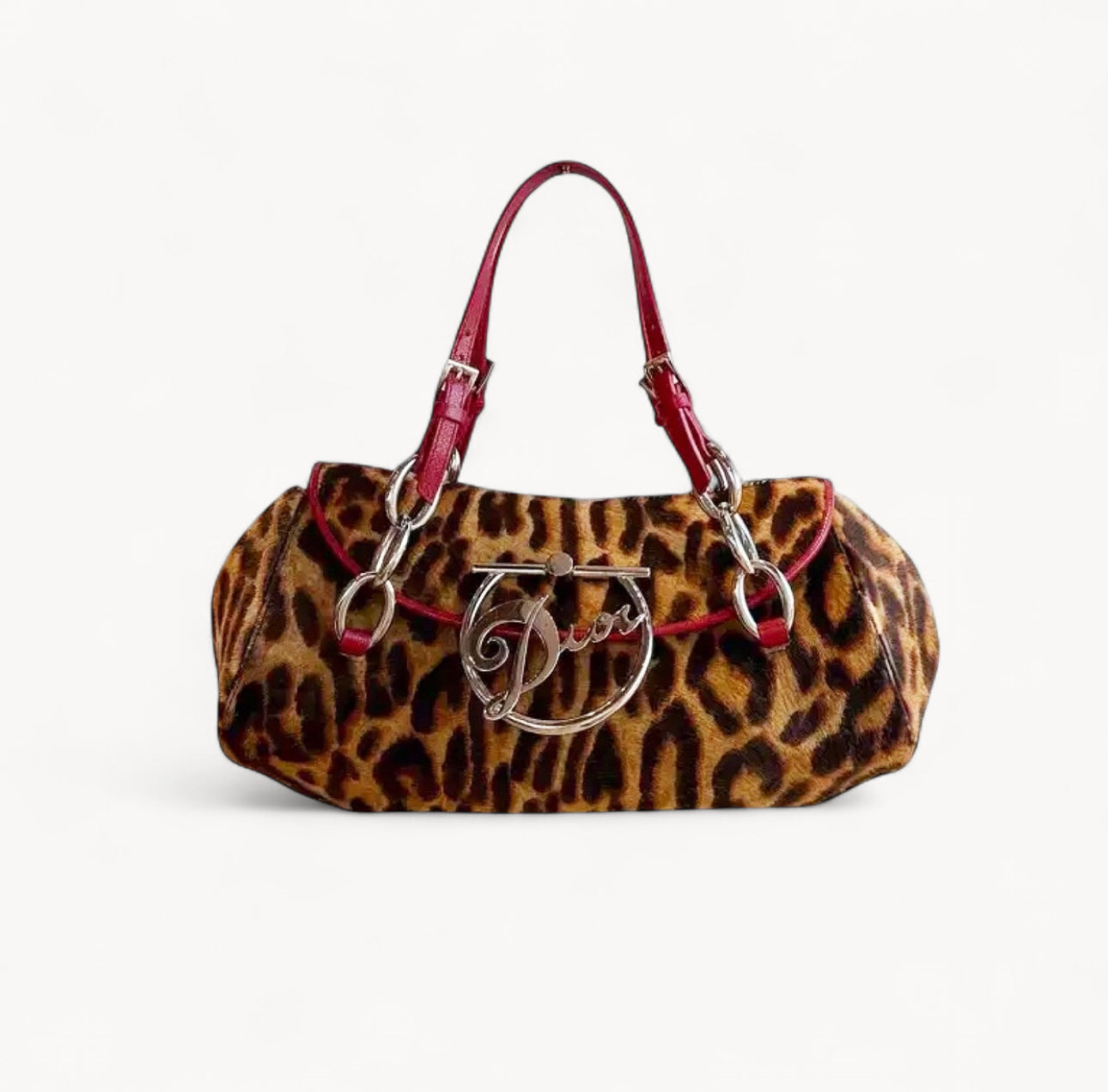 Christian Dior Pony Hair Leopard Print Diva Shoulder Bag