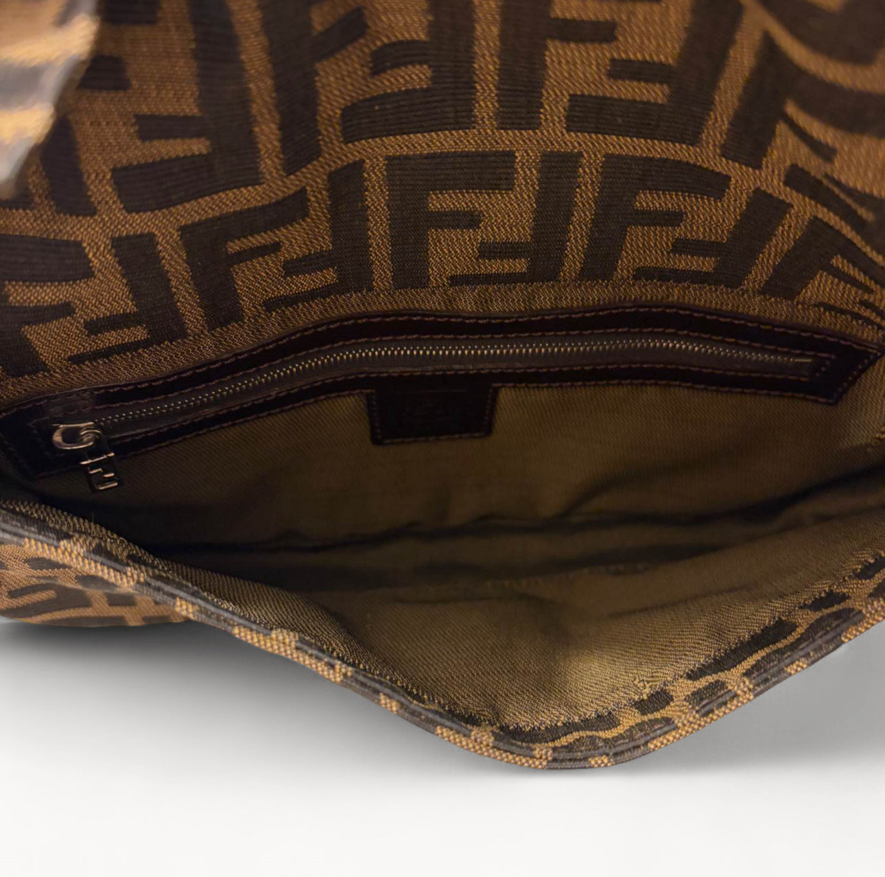 Fendi Brown FF Zucca Canvas Baguette Shoulder Bag
