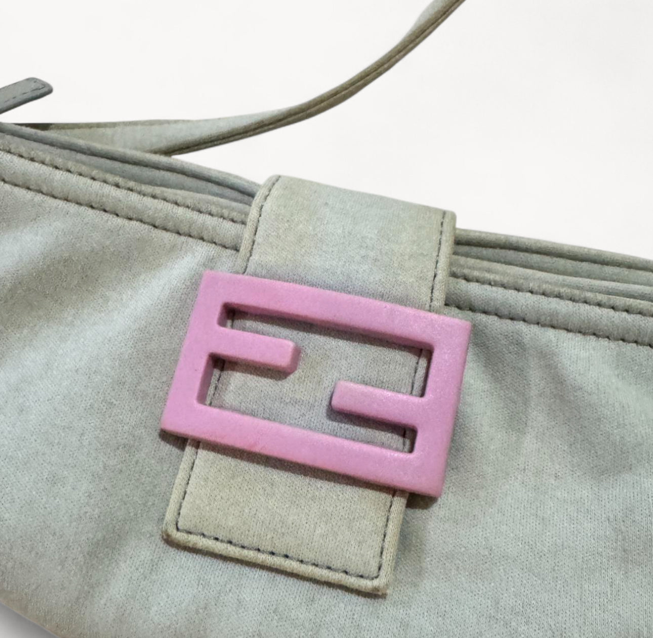 Fendi Mamma Baguette Shoulder Bag cotton Beige Pink