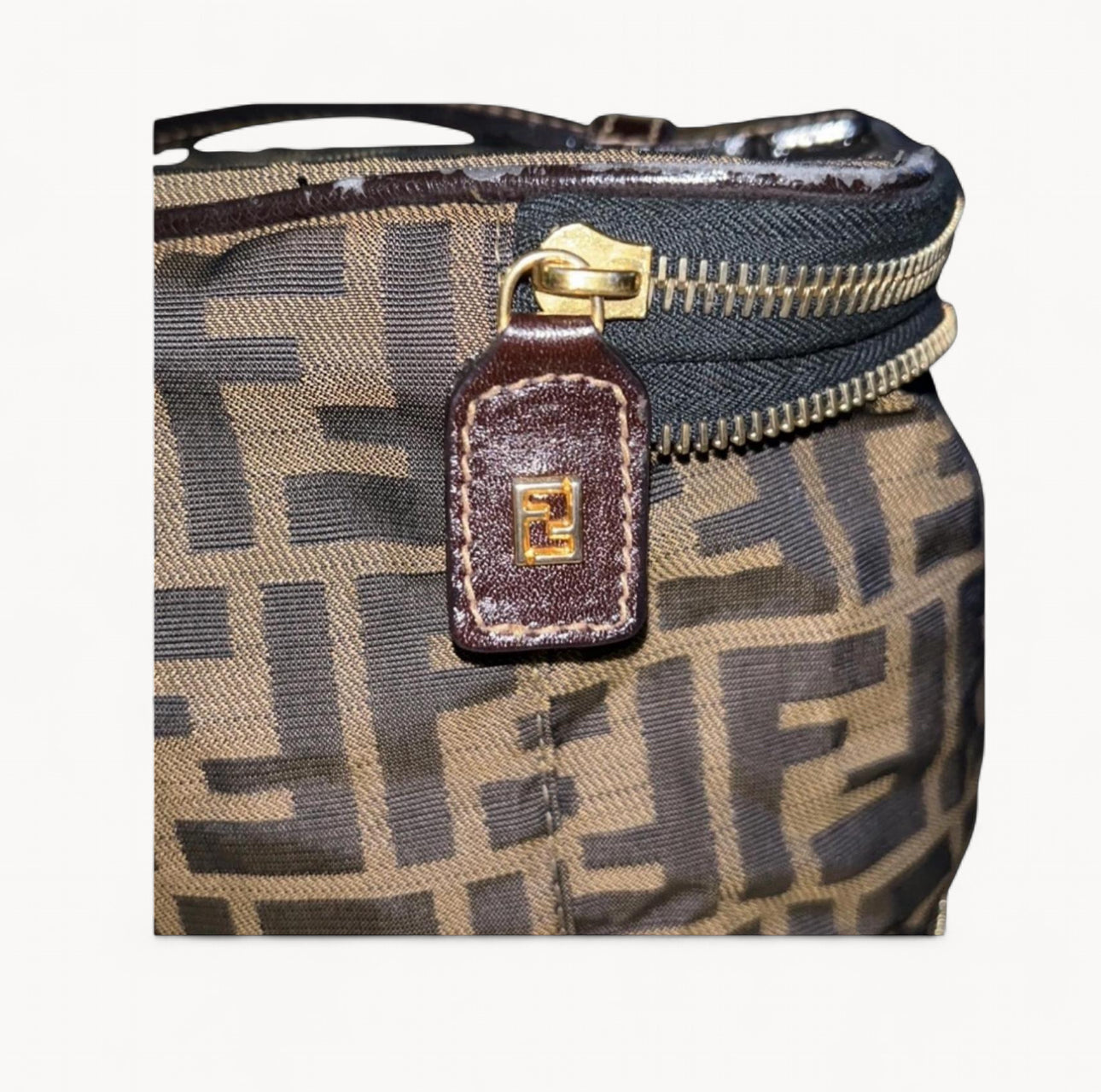 Fendi Zucca canvas vanity pouch in black and brown