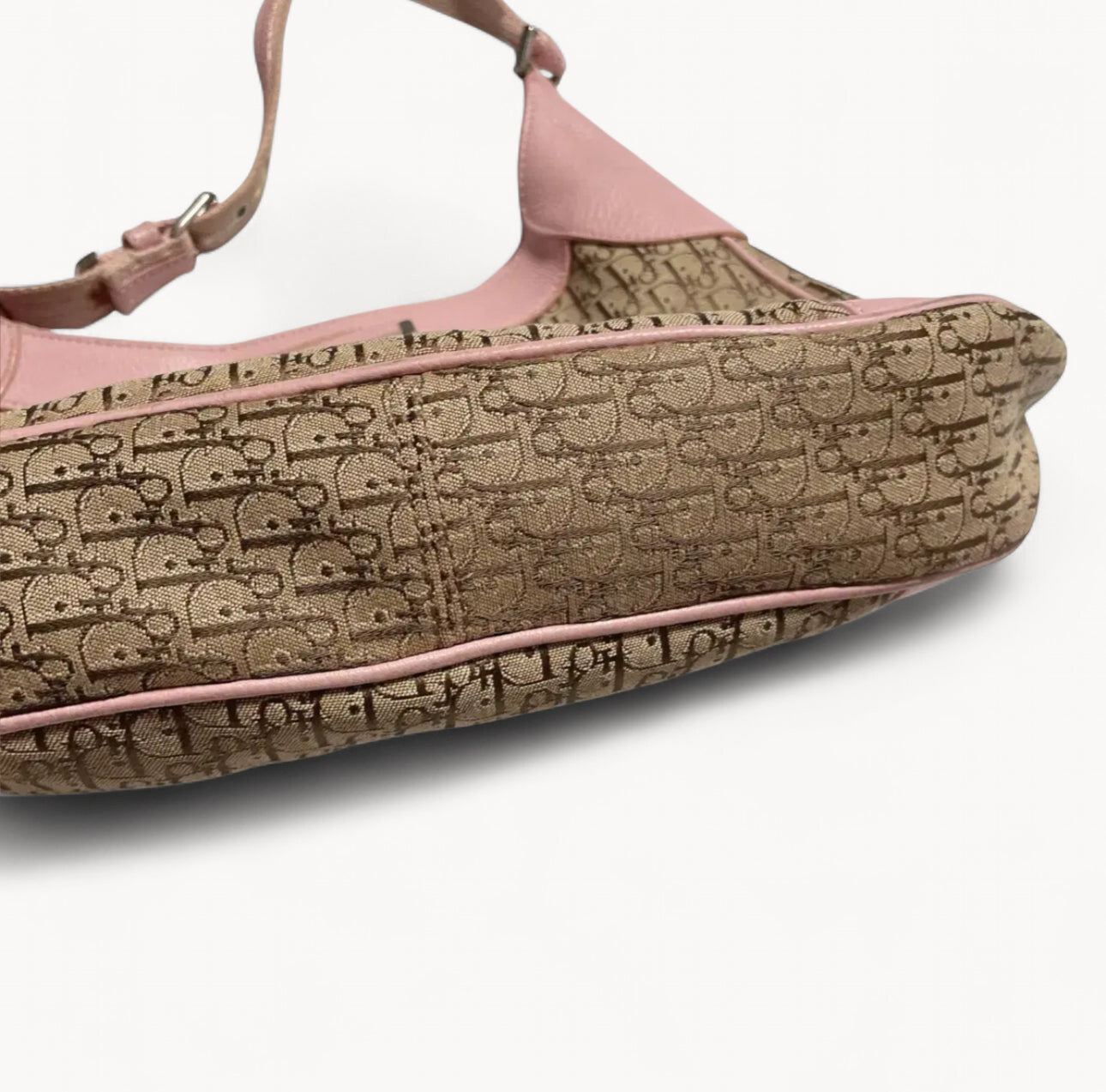 Christian Dior 2006 Pink & Beige Diorissimo Canvas Hobo Bag