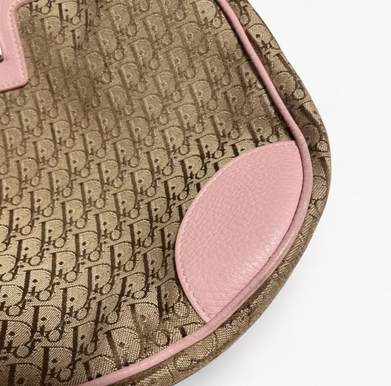 Christian Dior 2006 Pink & Beige Diorissimo Canvas Hobo Bag