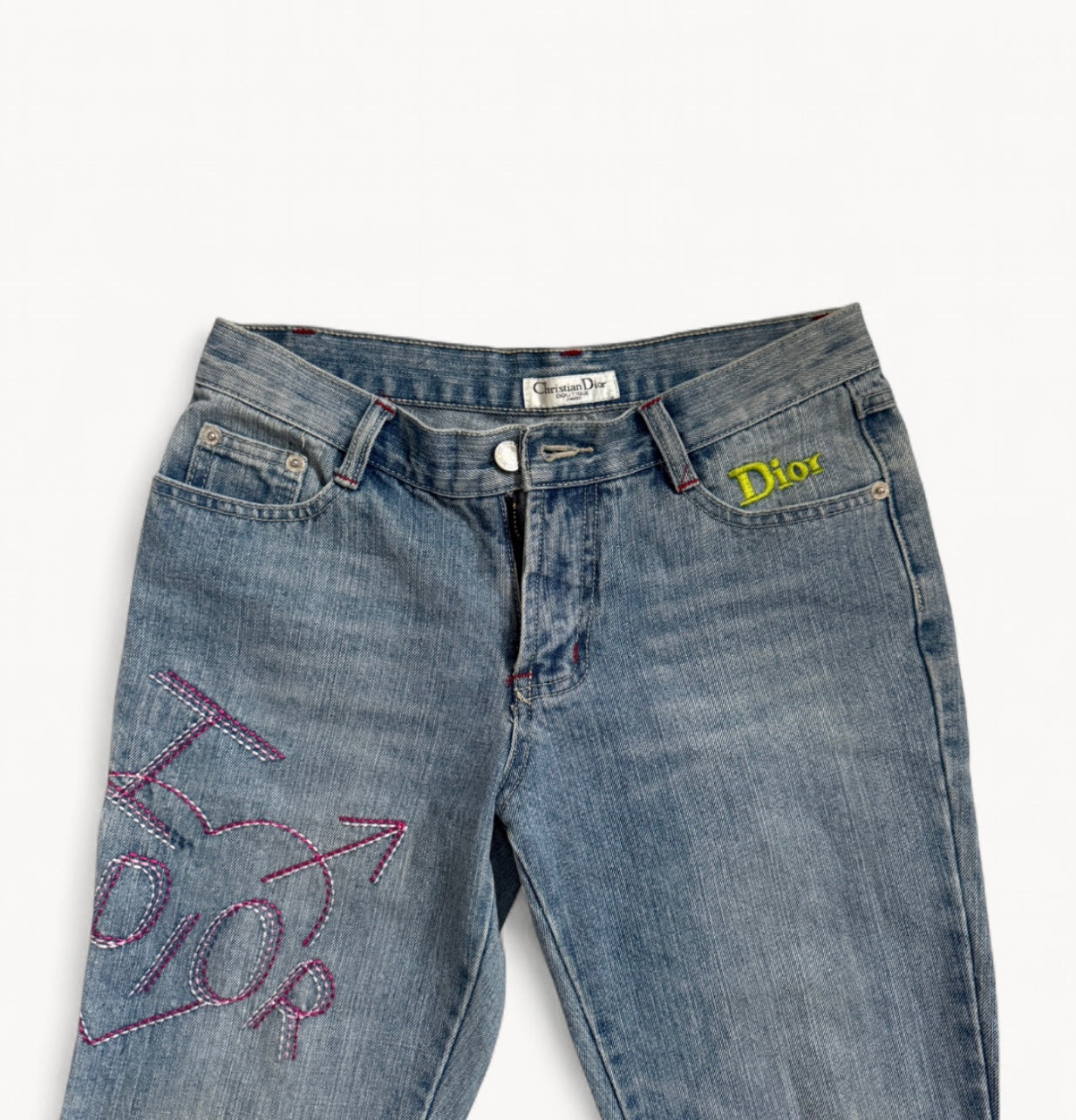 Christian Dior Heart Embroidered Jeans