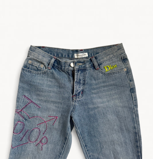 Christian Dior Heart Embroidered Jeans