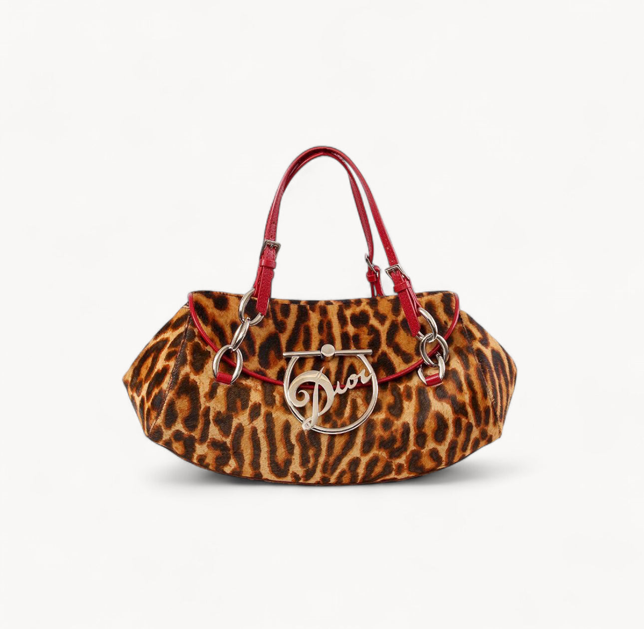 Christian Dior Pony Hair Leopard Print Diva Shoulder Bag