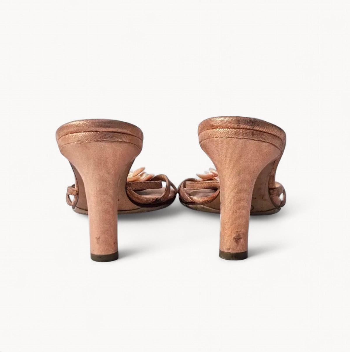 Chanel 2000’s by Karl Lagerfeld Peachy Shell Camellia Heels