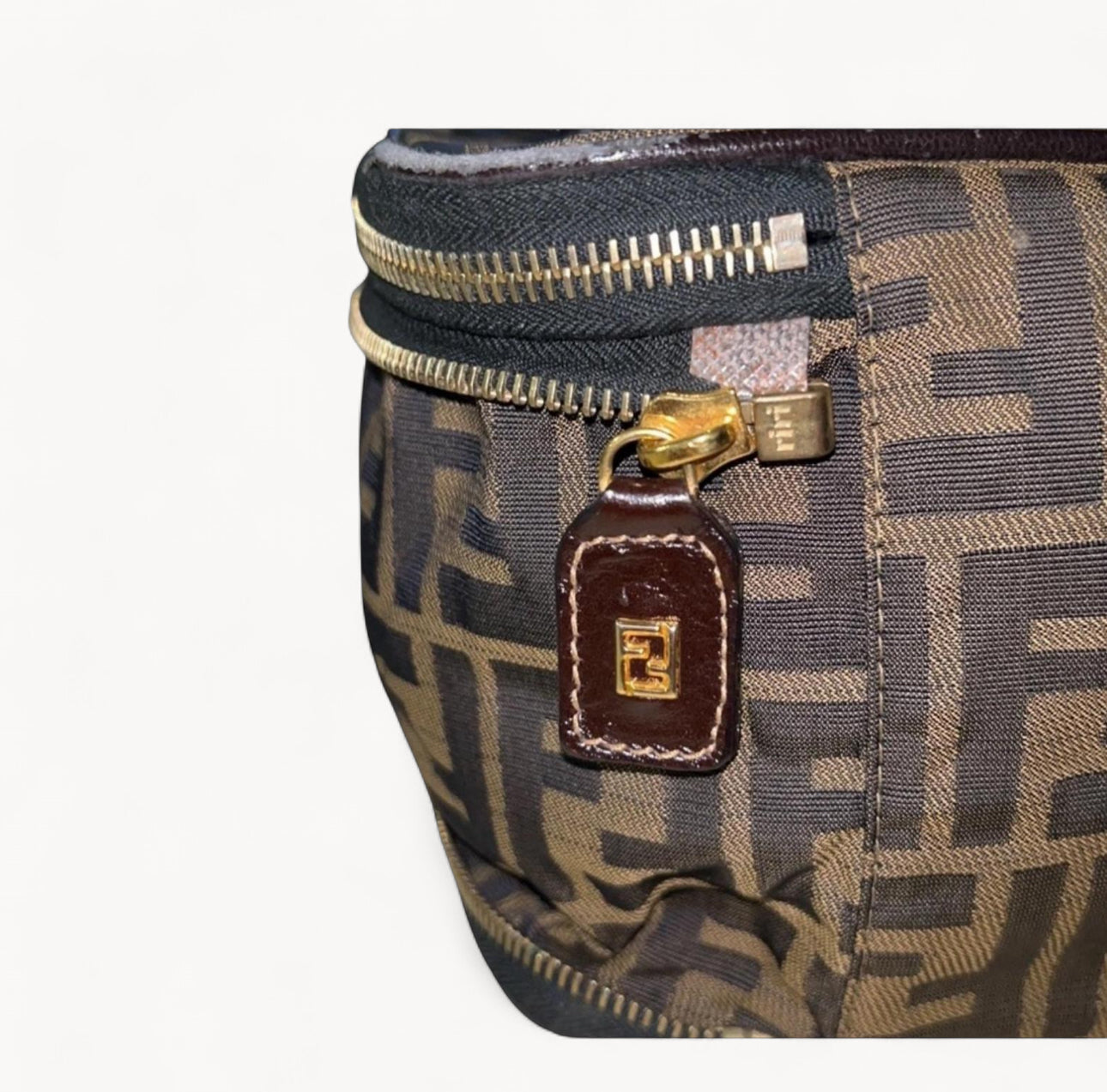 Fendi Zucca canvas vanity pouch in black and brown