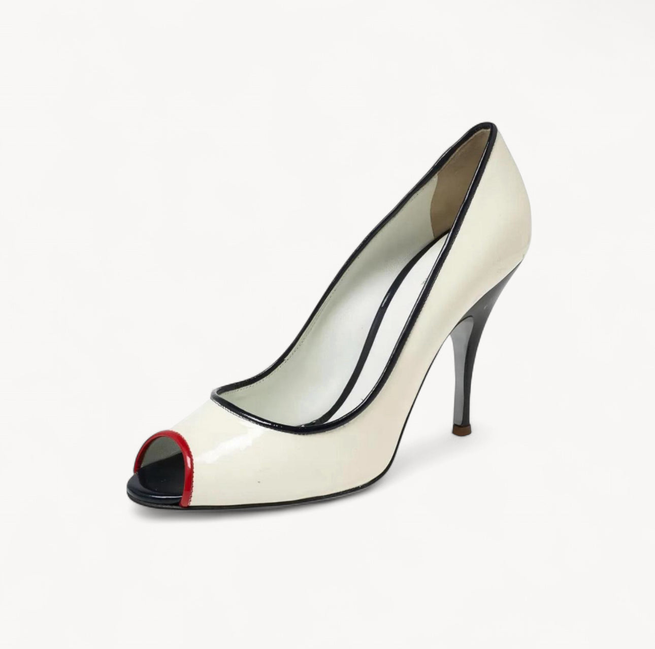 Dolce & Gabbana White Patent Leather Peep-toe Pumps