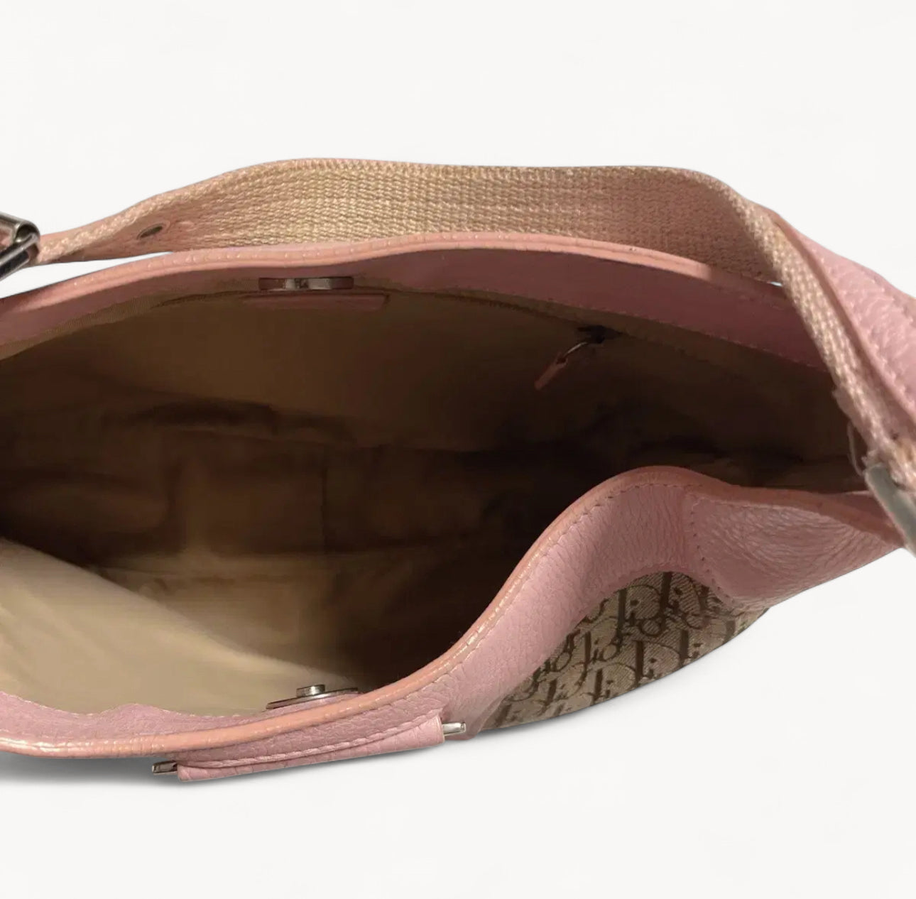Christian Dior 2006 Pink & Beige Diorissimo Canvas Hobo Bag